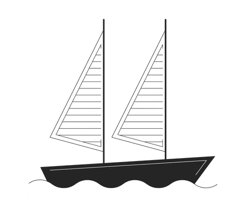 Sailing sailboat waves  Illustration