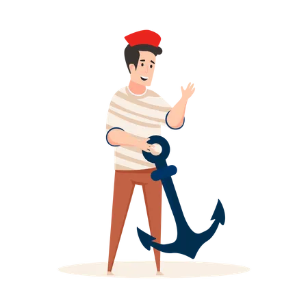 Sailor holding Anchor  Illustration