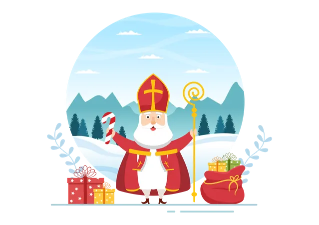 Saint Nicholas Day or Sinterklaas Illustration