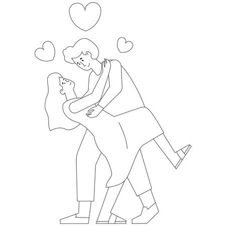 Saint-Valentin, couple, danse, amour  Illustration