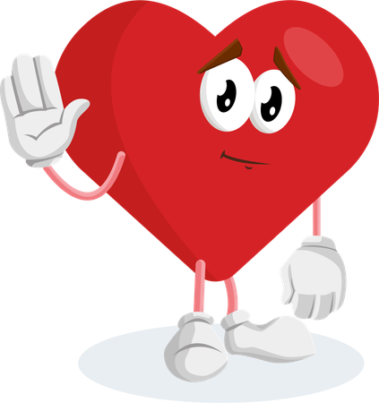 Pose d'adieu de la mascotte du logo de la Saint-Valentin  Illustration