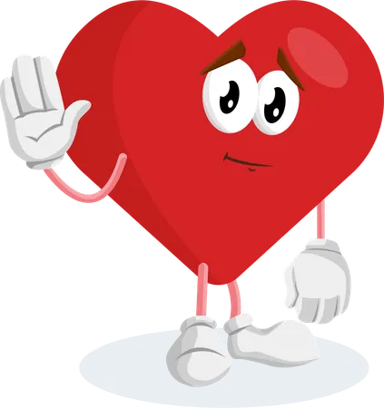 Pose d'adieu de la mascotte du logo de la Saint-Valentin  Illustration