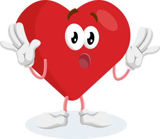 Pose surprise de la mascotte du logo de la Saint-Valentin  Illustration