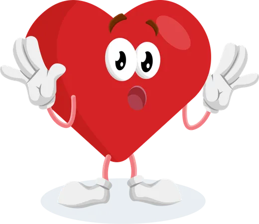 Pose surprise de la mascotte du logo de la Saint-Valentin  Illustration