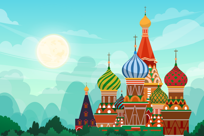 Saints Basil Cathedral in Moscow Illustration