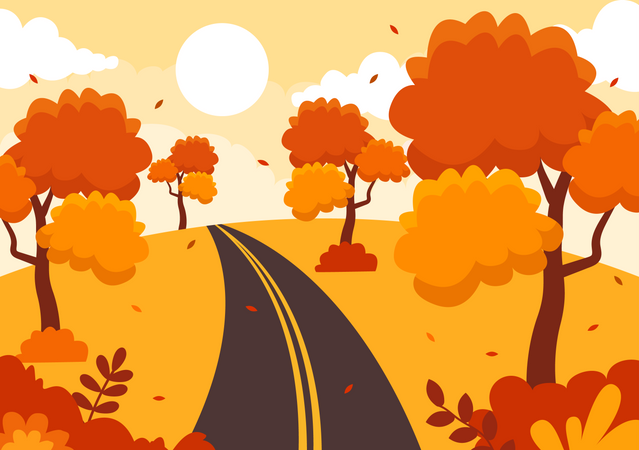 Saison d'automne et route  Illustration