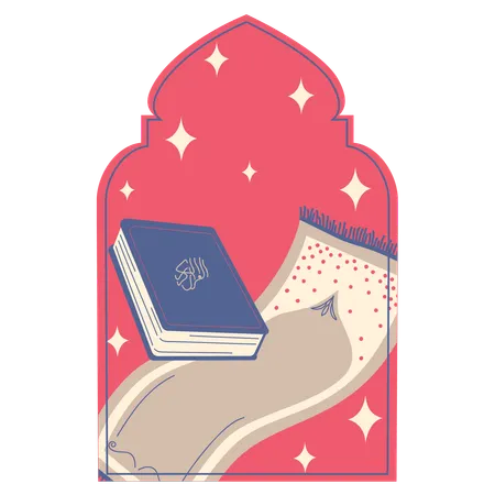 Sajadah and Quran Frame  Illustration