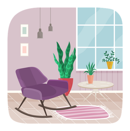 Sala com mobília  Ilustração