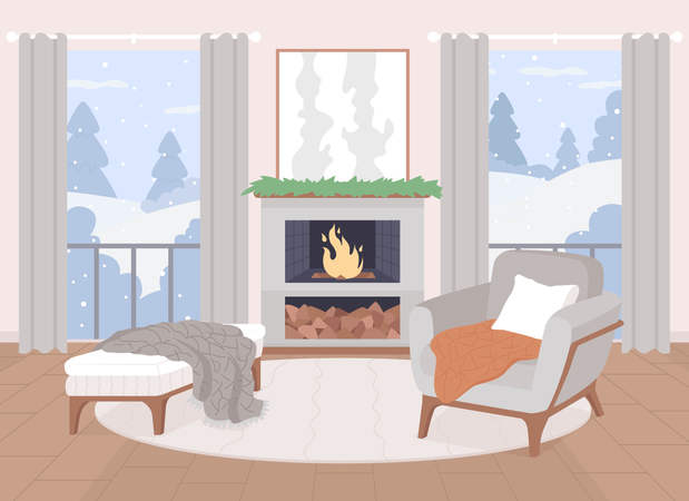 Sala de estar escandinava  Ilustração
