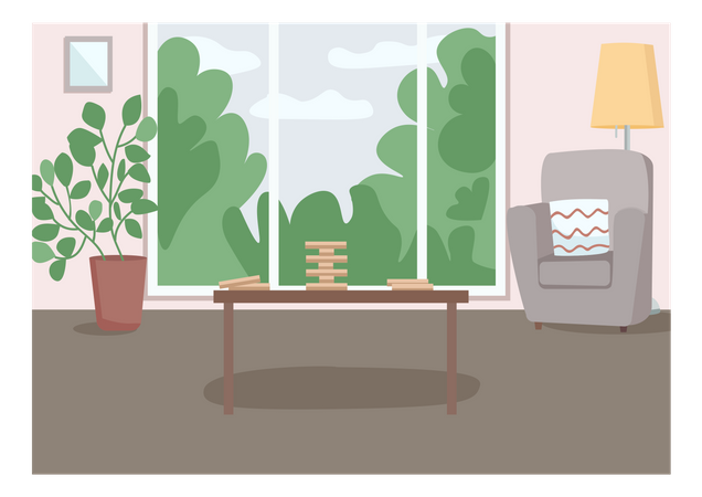 Sala de estar espaçosa  Ilustração