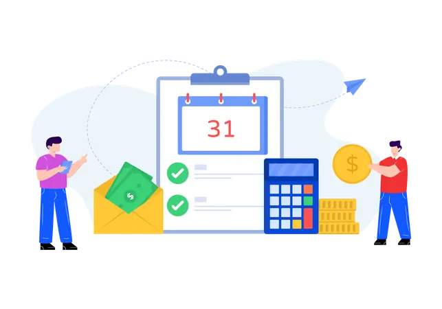 Salary Payment In Flat Editable Trendy Design イラスト