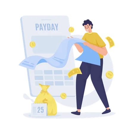 Payday With Salary Payment Receipt Illustration Illustration