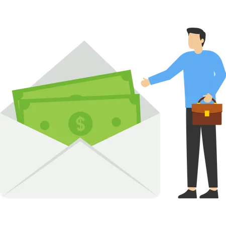 Salary received envelope  Illustration