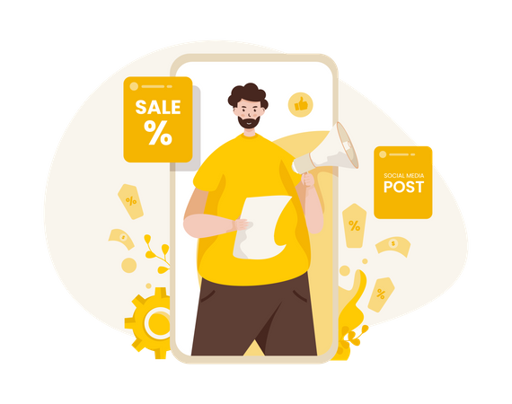 Sale advertisement using social media post  Illustration