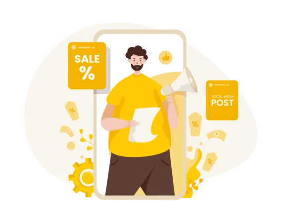 Sale advertisement using social media post  Illustration