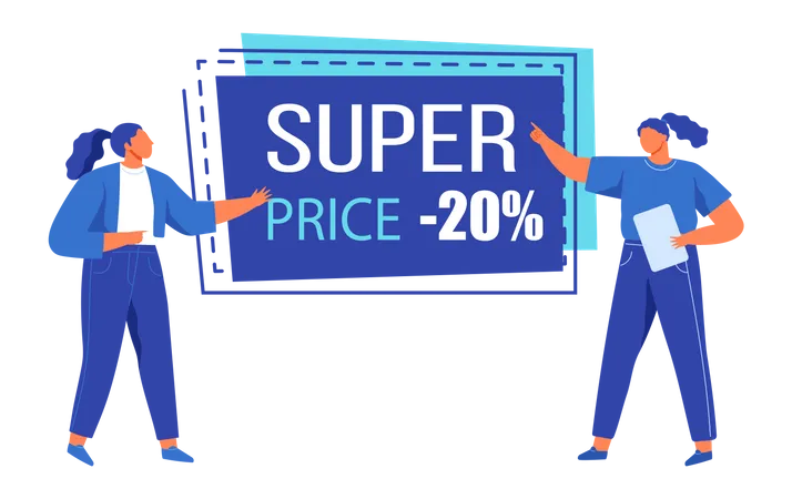 Hot Best Price On Products Of Premium Quality Good Deal For People Female Character Offering Advertising Sale Vector Illustration Best Price With Discount In Store Woman On Black Friday Sale Illustration