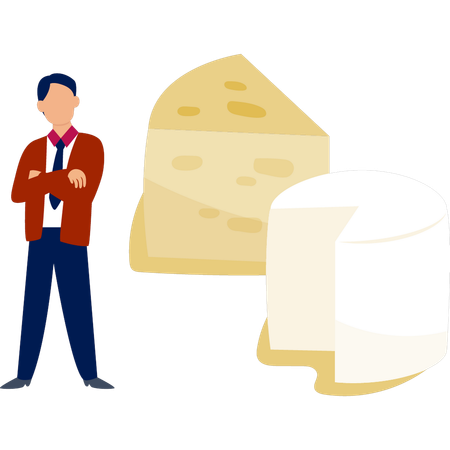 Sale man  doing cheese presentation  Illustration