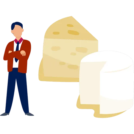 Sale man  doing cheese presentation  Illustration