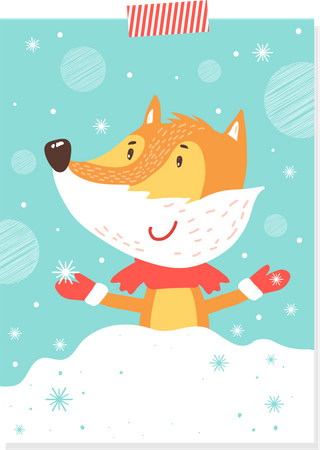 Sale offer tag on products having fox on it  Illustration