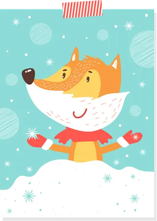 Sale offer tag on products having fox on it  Illustration