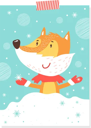 Sale offer tag on products having fox on it  Illustration