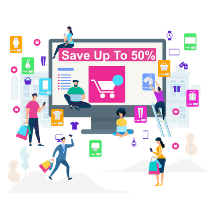 Sale with save up to 50% Illustration