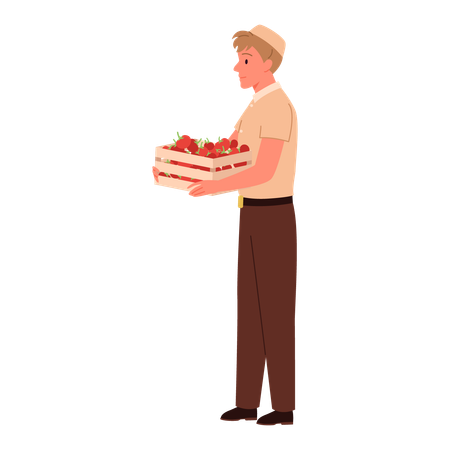Sales Boy holding tomato basket  Illustration