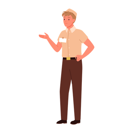 Sales Boy showing something  Illustration