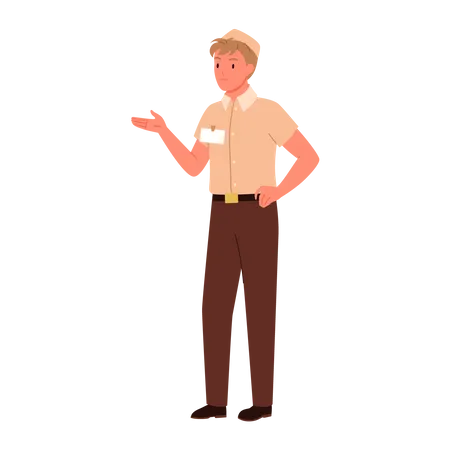 Sales Boy showing something  Illustration