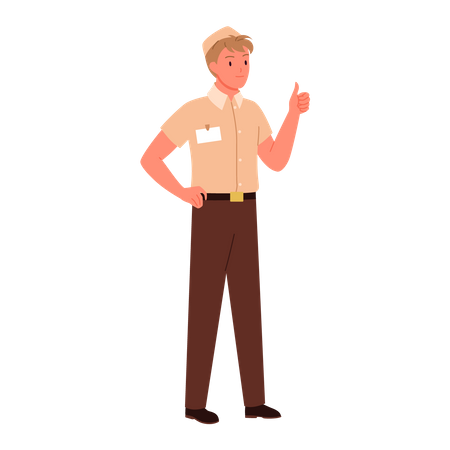 Sales Boy showing thumbs up  Illustration