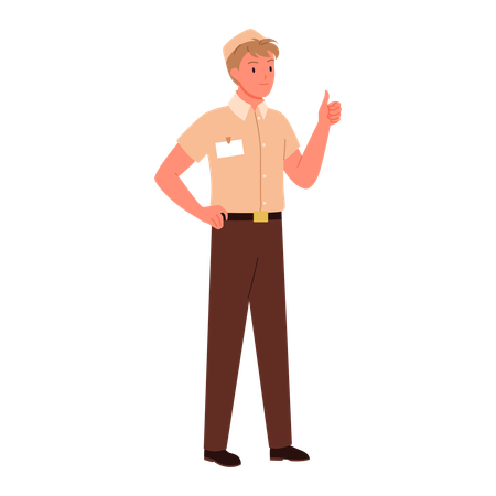 Sales Boy showing thumbs up  Illustration
