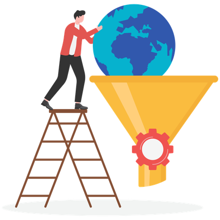 Sales earth on the funnel  Illustration