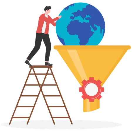 Sales earth on the funnel  Illustration