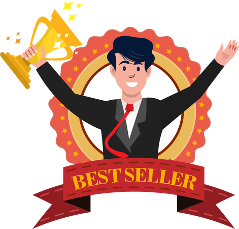 Sales employee wins best seller trophy  Illustration