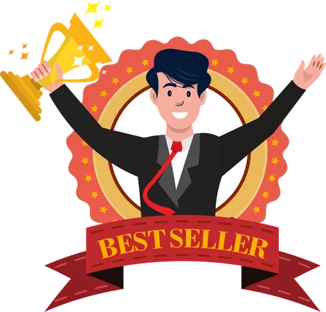 Sales employee wins best seller trophy  Illustration