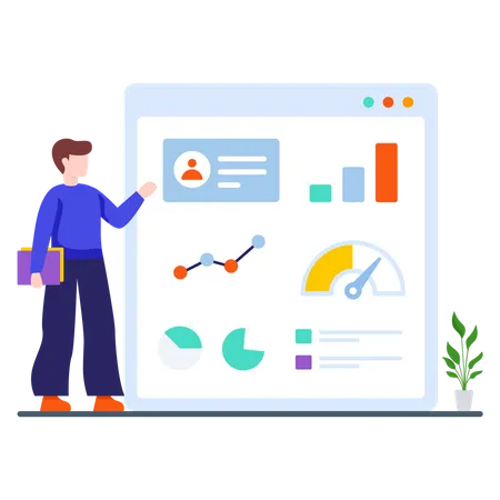 Sales executive collecting sales data  Illustration