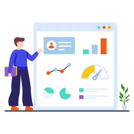 Sales executive collecting sales data Illustration