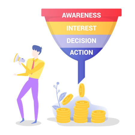 Sales funnel stages  Illustration