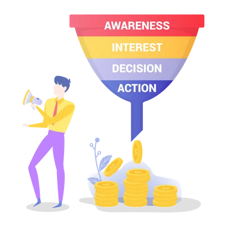 Sales funnel stages  Illustration