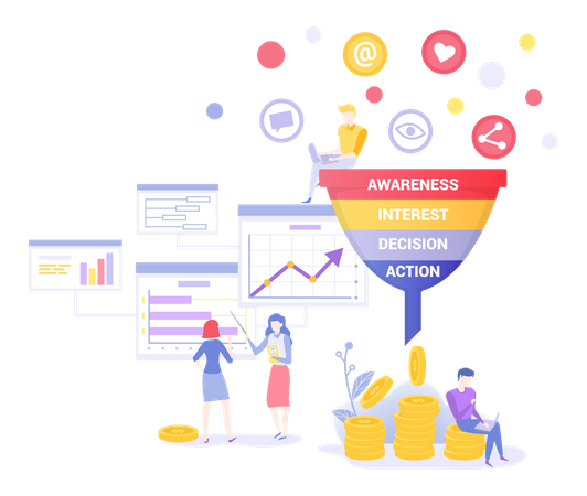 Sales funnel stages  Illustration