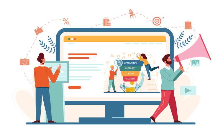 Sales funnel stages  Illustration