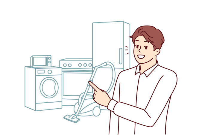 Sales man showing electronic devices  Illustration