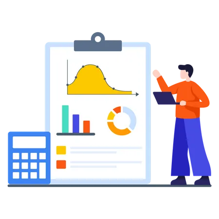 Sales manager analyzing sales growth  Illustration