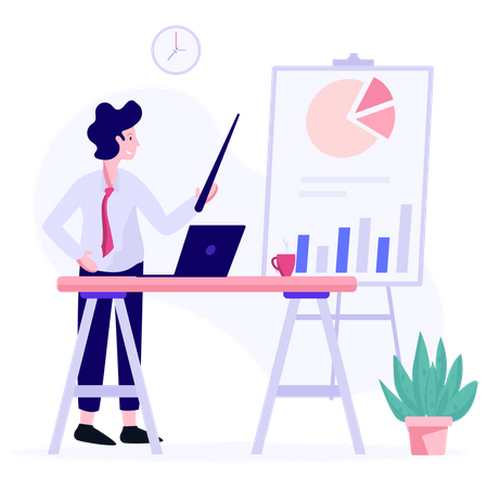 Sales manager presenting sales growth  Illustration