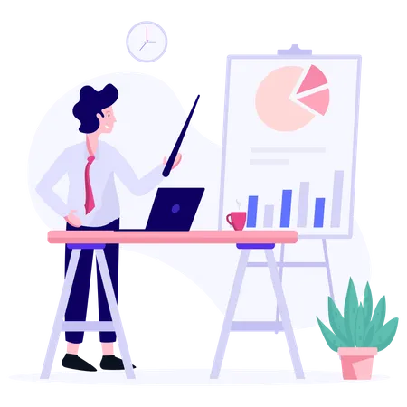 Sales manager presenting sales growth  Illustration