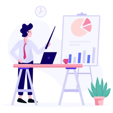 Sales manager presenting sales growth Illustration