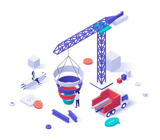 Sales or purchase funnel  일러스트레이션