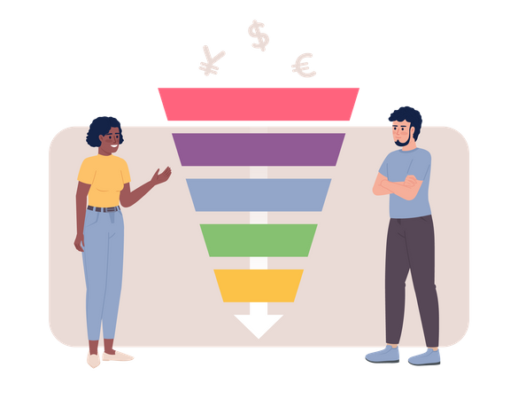 Sales people studying sales funnel  Illustration