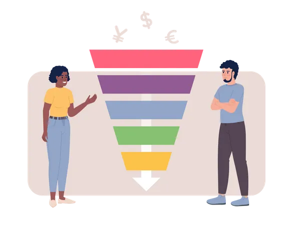 Sales people studying sales funnel  Illustration