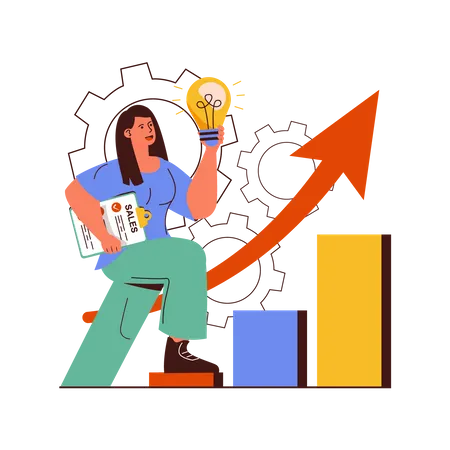 Woman with sales performance report  Illustration
